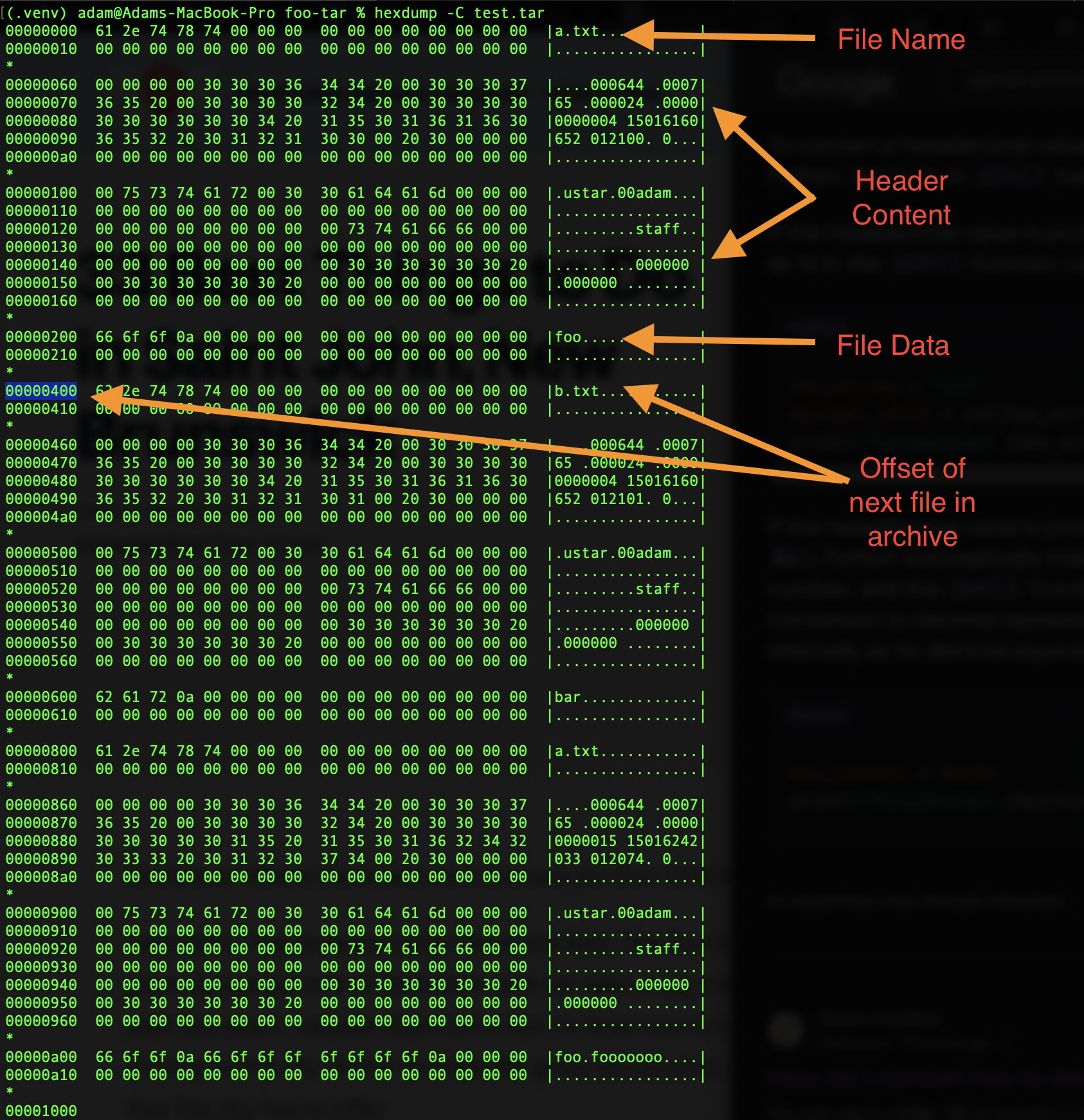 Hexdump Tarfile