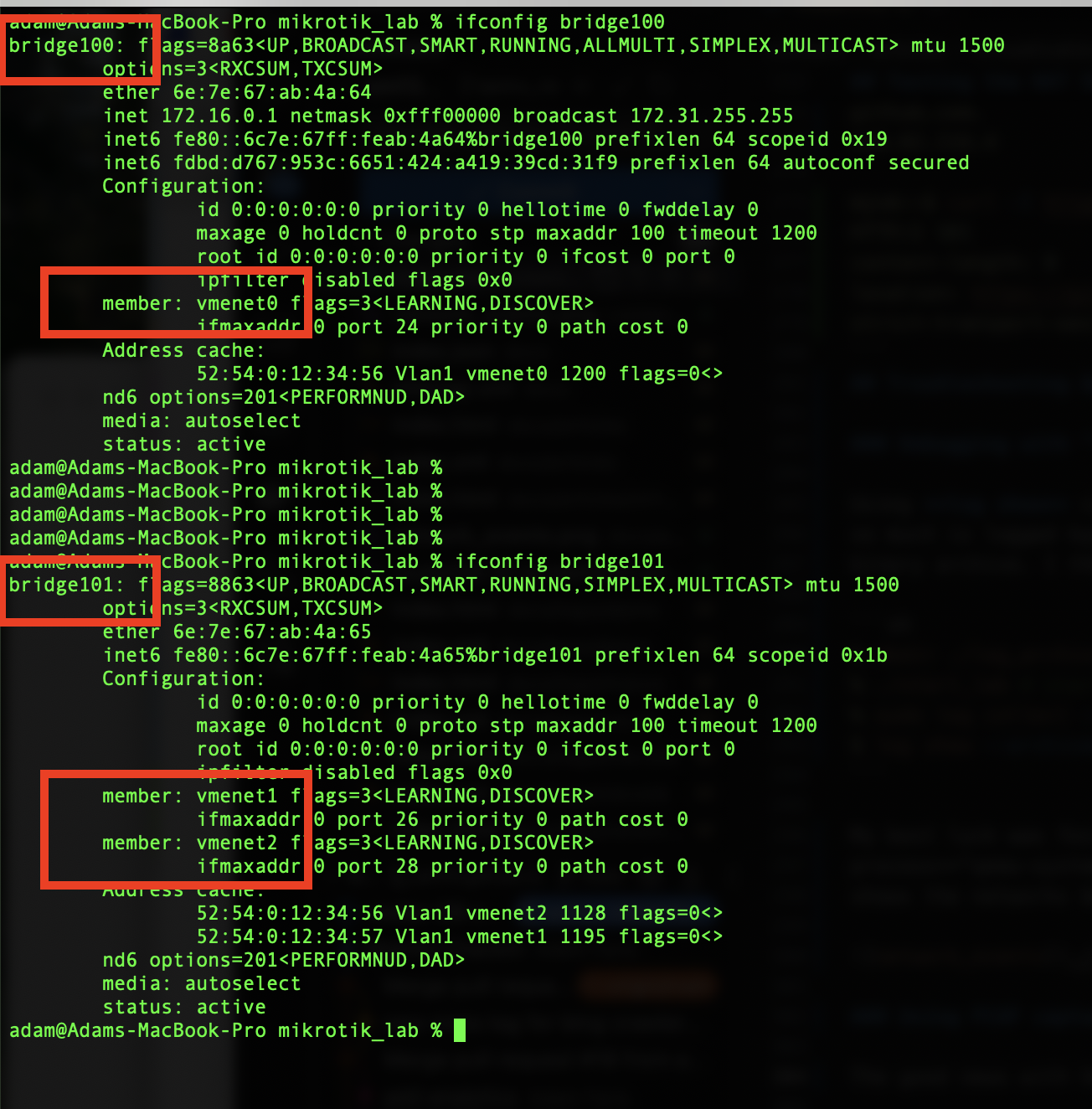 ifconfig output